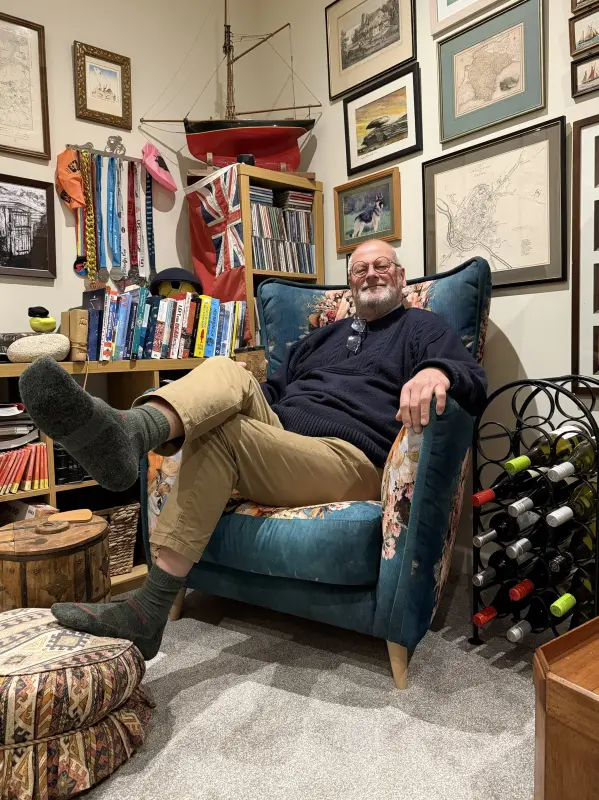 Nick relaxing in his snug