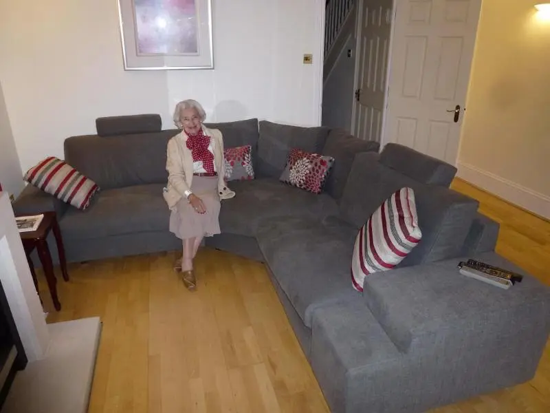 Colour co-ordinated Grandma with Calisto Sofa