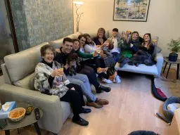 Family on the sofa for Christmas