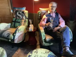 Neil enjoying Cava with LENNY