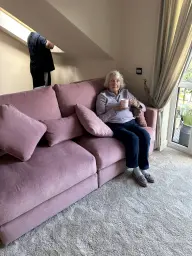Enjoying my new sofa in my new home