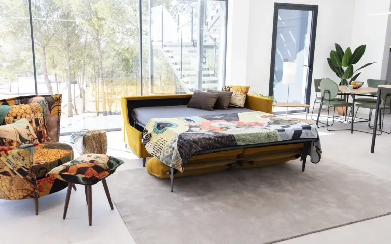 Opera sofa bed with chaise longue