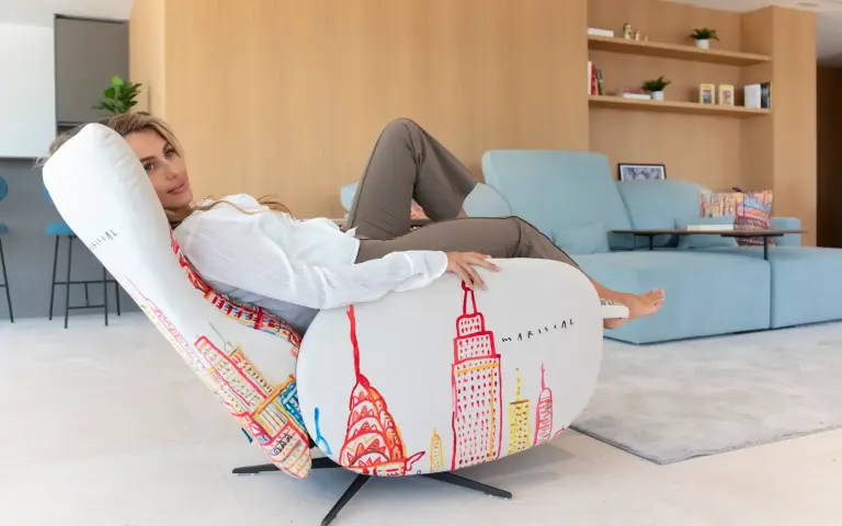 Mondrian relax armchair design patterned by Mariscal
