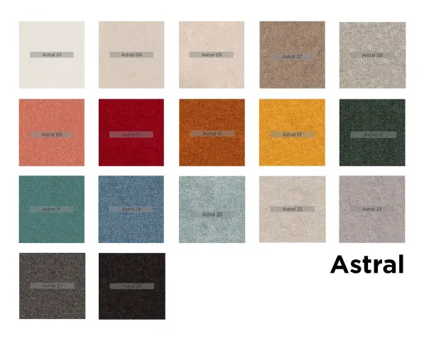 La carte de couleurs du tissu Astral de Fama Sofás propose une large gamme de teintes conçues pour s’adapter à tous les styles d’intérieur.